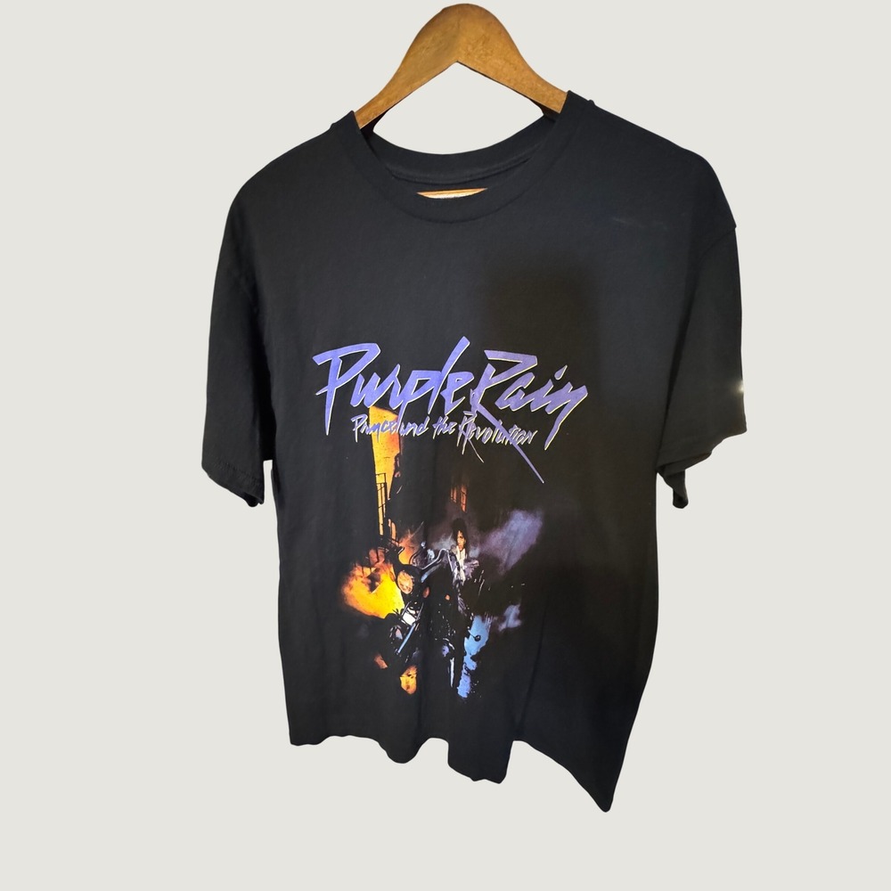Prince Purple Rain and the Revolution Graphic T-Shirt Black Mens Medium
